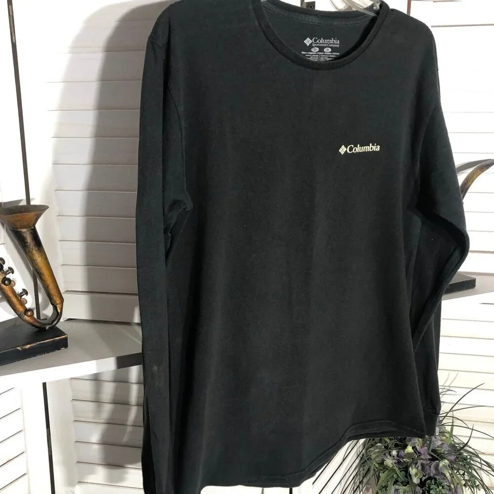 Columbia Black Cotton Long Sleeve Graphic T-Shirt Men's M - Picture 6 of 10